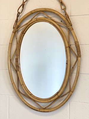 Bamboo Oval Mirror, 1970s-NPC-1700620