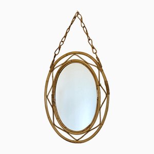 Bamboo Oval Mirror, 1970s-NPC-1700620