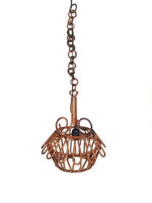 Bamboo Pendant Light, Italy, 1960s-UIW-1408377