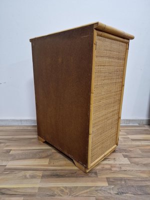 Bamboo Rattan and Brass Chest of Drawers by Dal Vera, Italy, 1970s-RKF-1823969