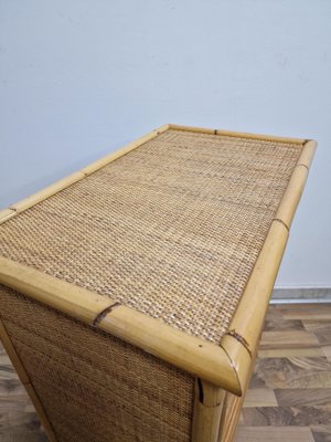 Bamboo Rattan and Brass Chest of Drawers by Dal Vera, Italy, 1970s-RKF-1823969