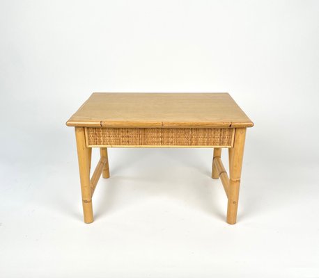 Bamboo, Rattan and Wood Coffee Tables, Italy, 1980s, Set of 2-LYQ-1331226