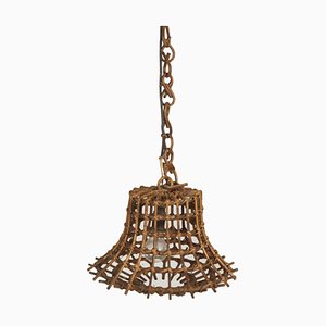 Bamboo & Rattan Chandelier in the style of Louis Sognot, 1960s-RAQ-2033393