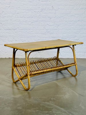 Bamboo & Rattan Coffee Table, France, 1960s-XXA-1371553