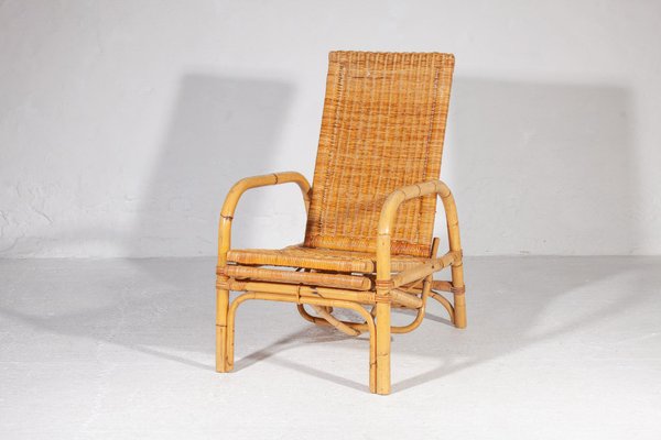 Bamboo & Rattan Easy Chair, Italy, 1960s-KL-1425824