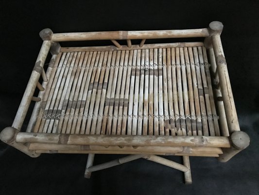 Bamboo & Rattan Foldable Coffee Table With Tray, 1970s.-WQQ-1180571