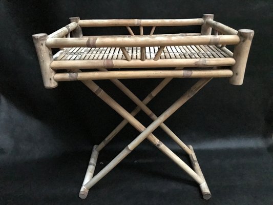 Bamboo & Rattan Foldable Coffee Table With Tray, 1970s.-WQQ-1180571