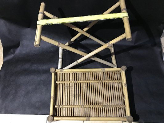 Bamboo & Rattan Foldable Coffee Table With Tray, 1970s.-WQQ-1180571