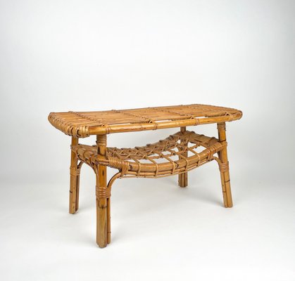 Bamboo & Rattan French Riviera Coffee Table, Italy, 1960s-LYQ-1171332