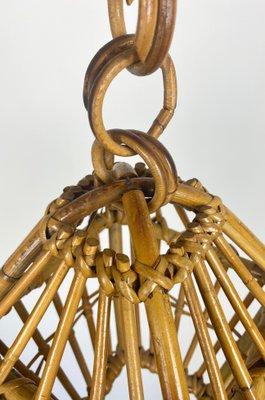 Bamboo & Rattan Lantern Chandelier Pendant, Italy, 1960s-LYQ-1171535