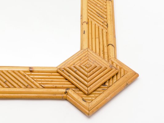 Bamboo & Rattan Mirror by Maurizio Mariani for Vivai Del Sud Roma, 1970s-YJA-985436