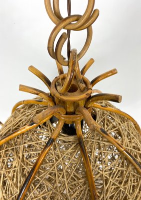 Bamboo Rattan & Rope Chandelier Pendant, Italy, 1960s-LYQ-1171629