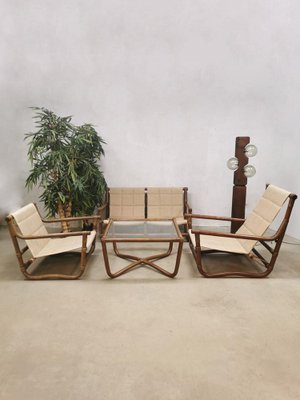 Bamboo & Rattan Safari Sofa, Chairs & Table, Set of 4-BW-1261462