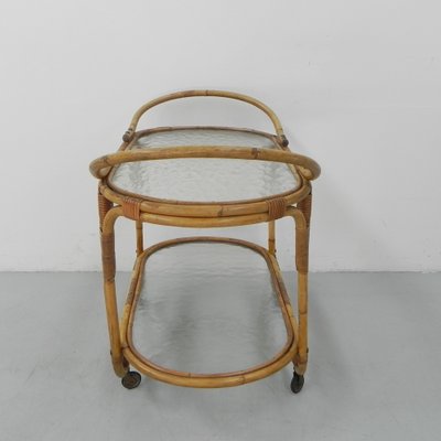 Bamboo Rattan Serving Trolley on Castors-TL-1291883