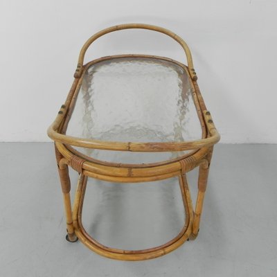 Bamboo Rattan Serving Trolley on Castors-TL-1291883