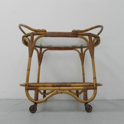 Bamboo Rattan Serving Trolley on Castors-TL-1291883