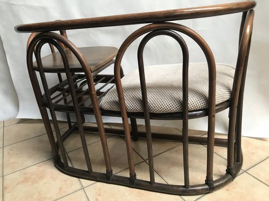 Bamboo & Rattan Side Table with Seating, 1960s-WQQ-1332776