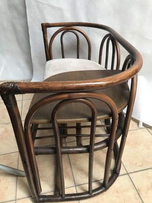 Bamboo & Rattan Side Table with Seating, 1960s-WQQ-1332776