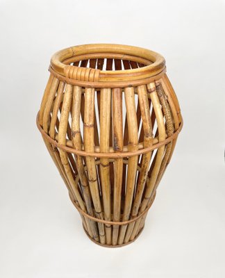 Bamboo & Rattan Umbrella Stand, Italy, 1960s-LYQ-1171310