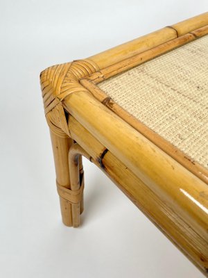 Bamboo, Rattan & Wicker Squared Coffee Table, Italy, 1960s-LYQ-1171308