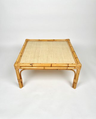 Bamboo, Rattan & Wicker Squared Coffee Table, Italy, 1960s-LYQ-1171308