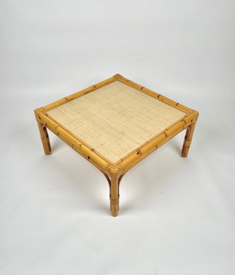 Bamboo, Rattan & Wicker Squared Coffee Table, Italy, 1960s-LYQ-1171308