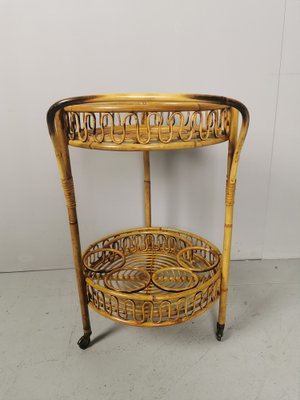 Bamboo Rattan Wicker Trolley, 1950s-PRS-949659