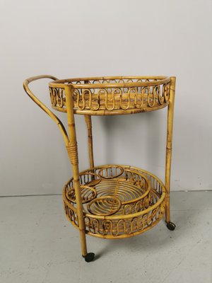 Bamboo Rattan Wicker Trolley, 1950s-PRS-949659