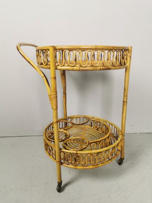 Bamboo Rattan Wicker Trolley, 1950s-PRS-949659