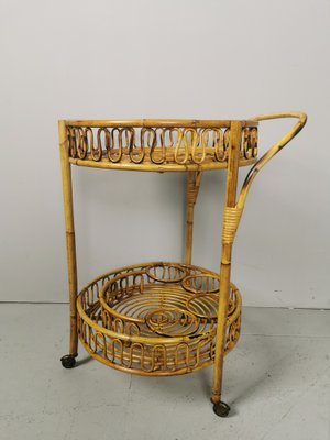 Bamboo Rattan Wicker Trolley, 1950s-PRS-949659