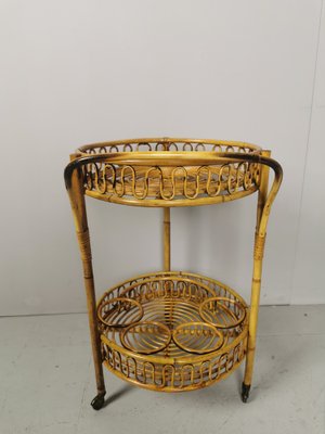 Bamboo Rattan Wicker Trolley, 1950s-PRS-949659