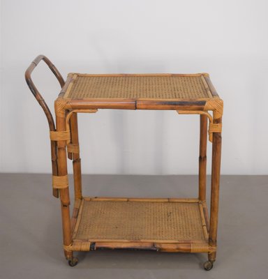 Bamboo Serving Trolley, Italy, 1960s-AOL-1359634