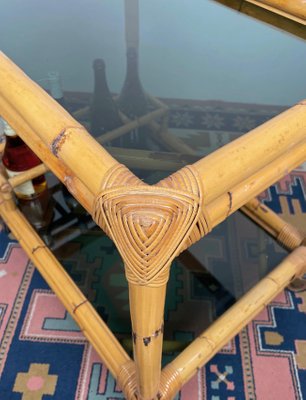 Bamboo & Smoked Glass Serving Bar Cart, Italy, 1970s-LYQ-1171258