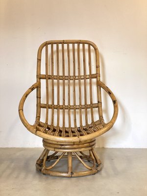 Bamboo Swivel Lounge Chair, 1970s-NPC-1453027