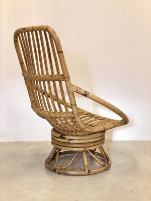 Bamboo Swivel Lounge Chair, 1970s-NPC-1453027