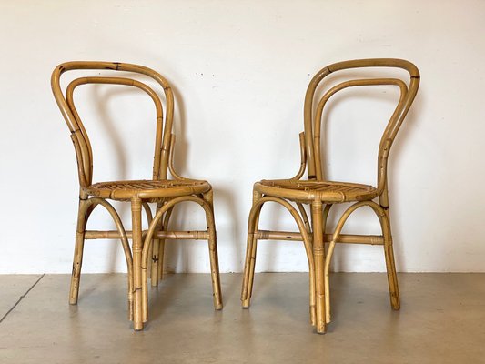 Bamboo & Wicker Chairs, 1970s, Set of 2-NPC-1257256