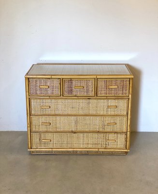 Bamboo & Wicker Chest of Drawers, 1970s-NPC-1385660