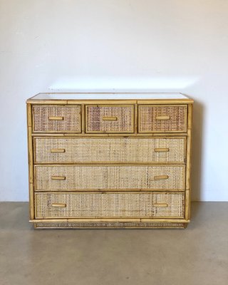 Bamboo & Wicker Chest of Drawers, 1970s-NPC-1385660