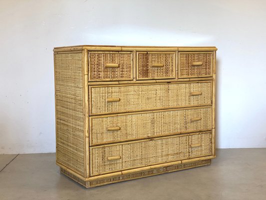 Bamboo & Wicker Chest of Drawers, 1970s-NPC-1385660