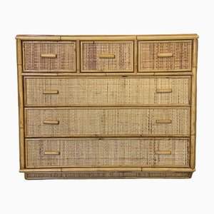 Bamboo & Wicker Chest of Drawers, 1970s-NPC-1385660