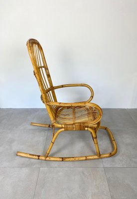 Bamboo Wicker Rocking Chair, Italy, 1960s-LYQ-1171505