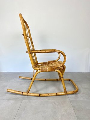 Bamboo Wicker Rocking Chair, Italy, 1960s-LYQ-1171505