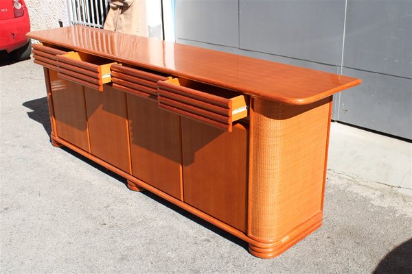 Bamboo & Wood Sideboard from Roberti Rattan, Italy, 1970s-EH-1173686