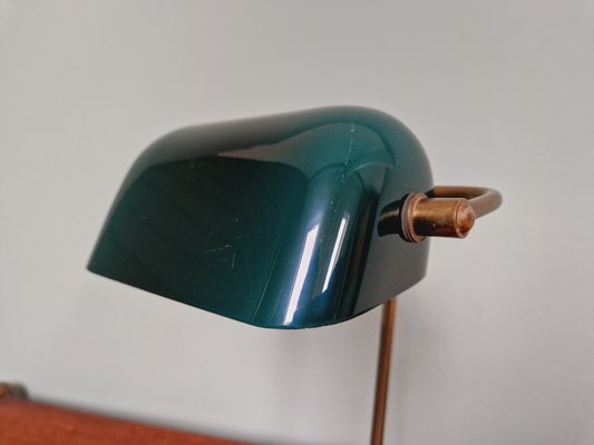 Bankers Lamp in Brass and Green Opaline, 1930s-FAX-2035566