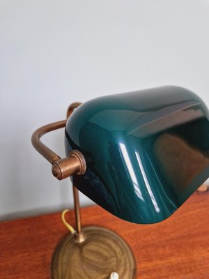 Bankers Lamp in Brass and Green Opaline, 1930s-FAX-2035566