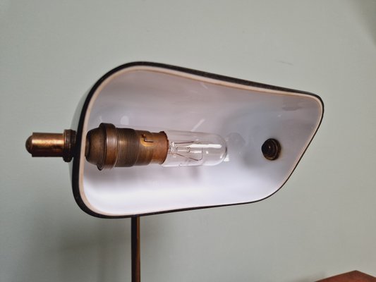 Bankers Lamp in Brass and Green Opaline, 1930s-FAX-2035566