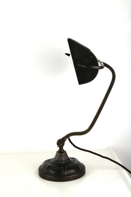 Bankers Lamp in Brass with Colored Glass Insert, 1920s-ZWH-1787533