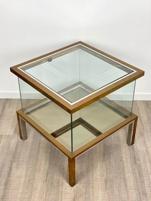 Bar Cabinet Table in Chrome, Brass and Glass, Italy, 1970s-LYQ-1171677