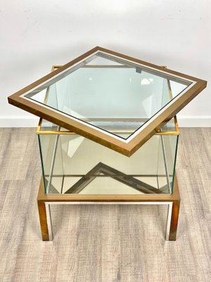 Bar Cabinet Table in Chrome, Brass and Glass, Italy, 1970s-LYQ-1171677