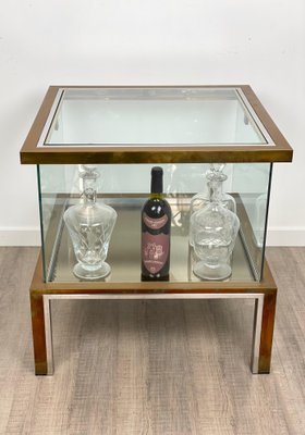 Bar Cabinet Table in Chrome, Brass and Glass, Italy, 1970s-LYQ-1171677